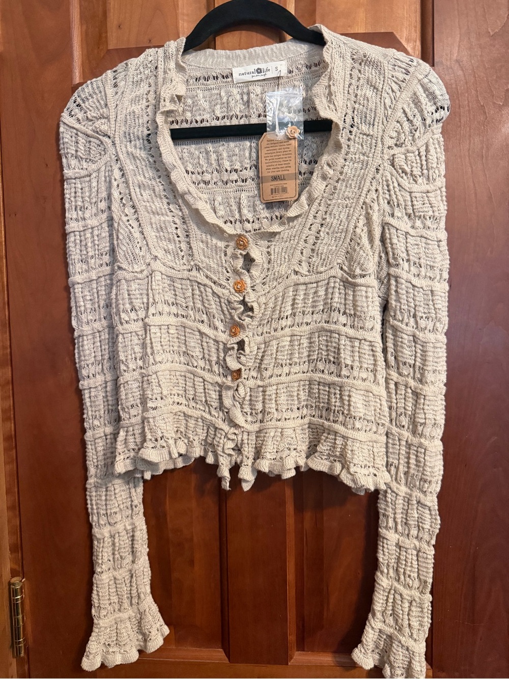 NATURAL LIFE Cream Button-Front Cardigan
